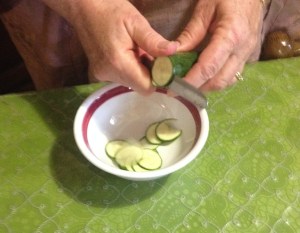 Note - I slice towards my thumb!  How dumb but it works.