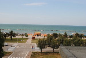 View from our Kitchen window.  The blue beah is on the left.
